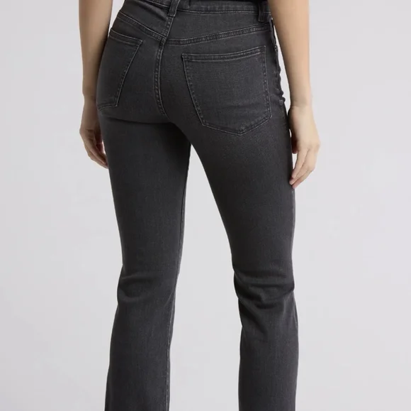 Madewell Womens 25 P Mid Rise Kick Out Jeans Black - Picture 2 of 8